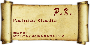 Paulnics Klaudia névjegykártya